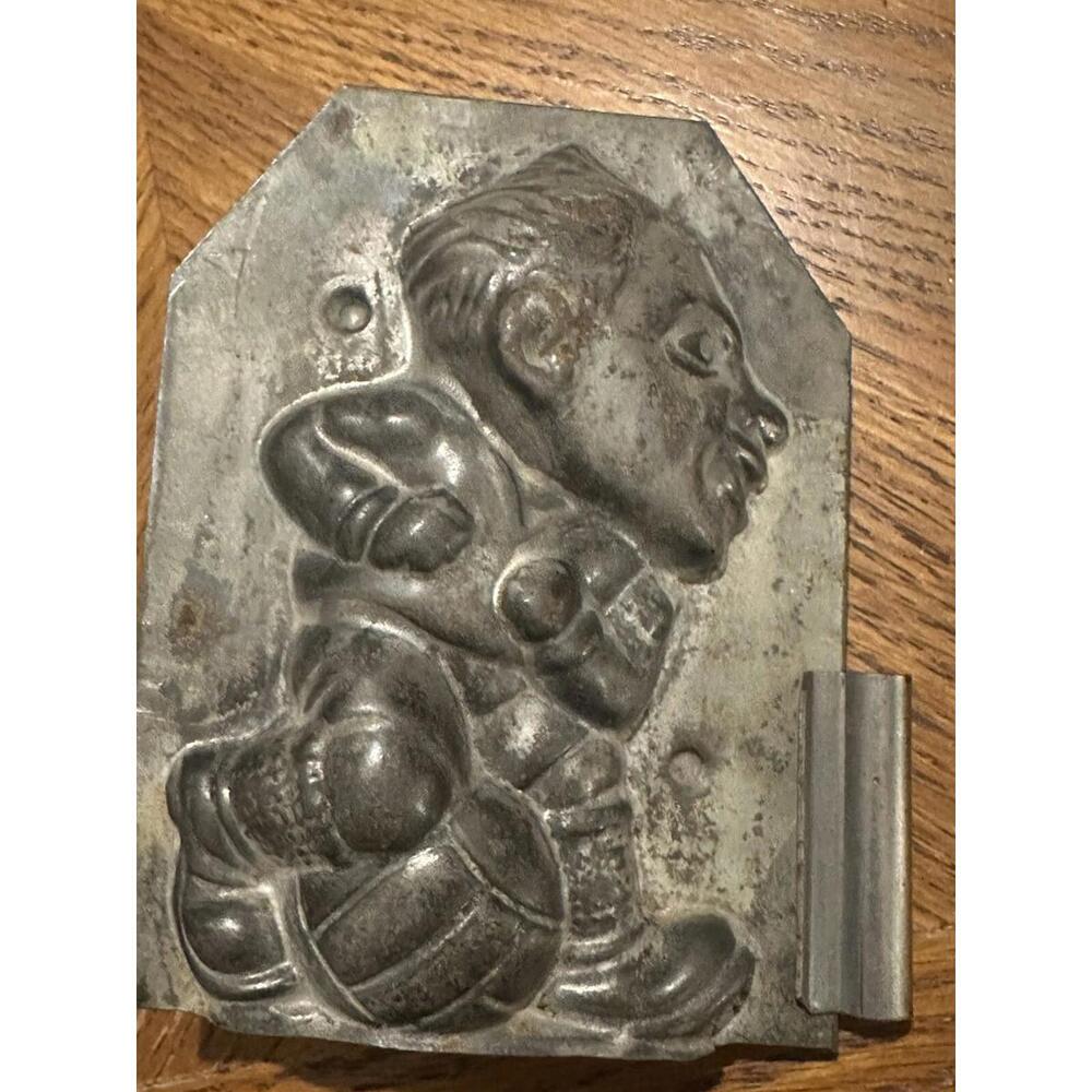 Vintage Soccer Or Football Player Metal Chocolate Mold